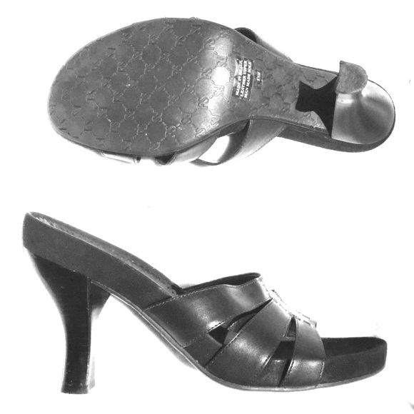 Franco Sarto Black High Heel Mule  Sandals 9 1/2 M - Picture 3 of 6